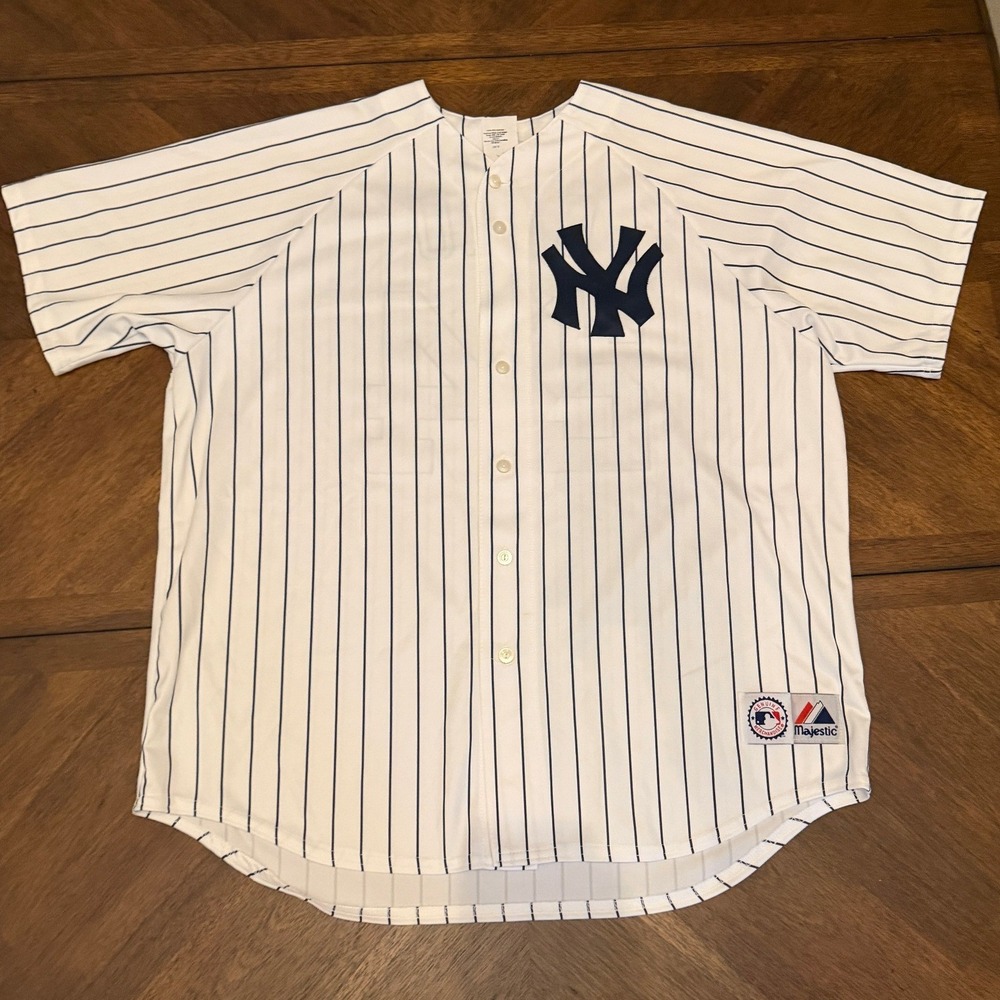 Majestic New York Yankees Robinson Cano 24 Jersey Mens 2X White Pinstripe MLB